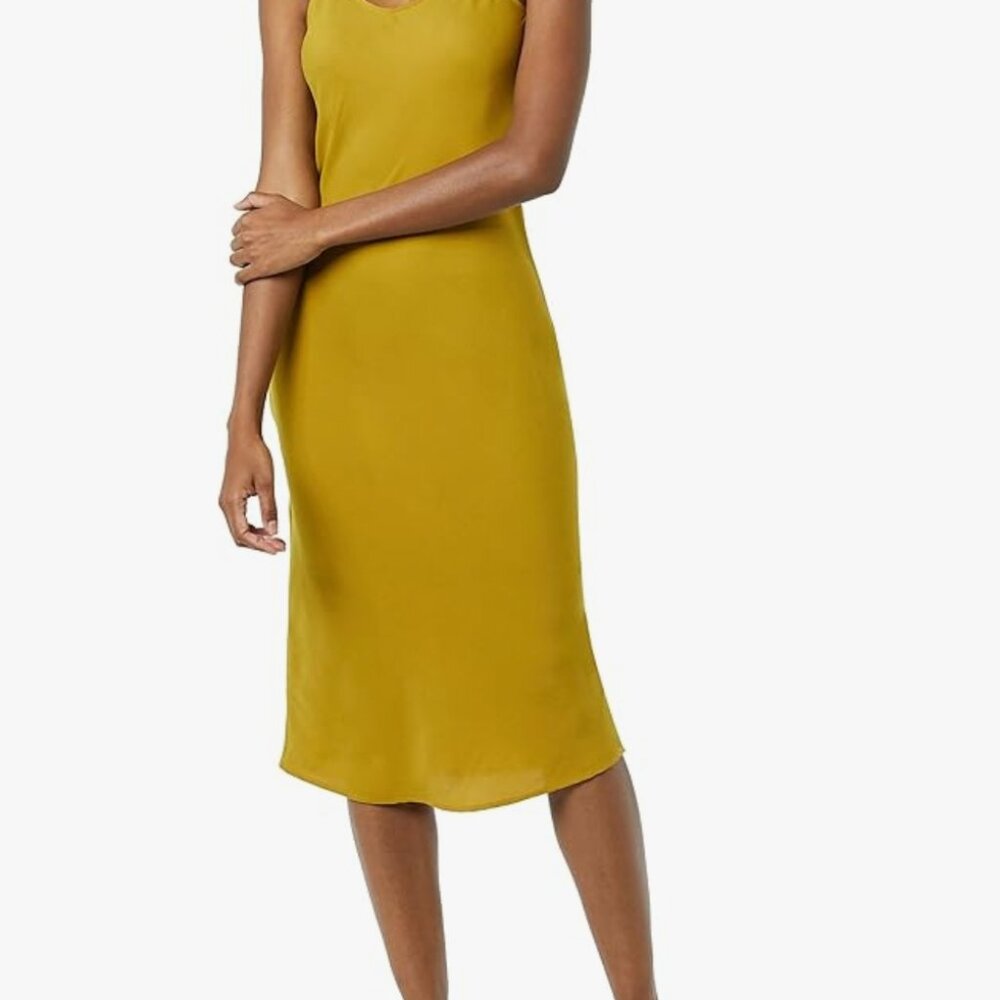 Daily Ritual Women's Georgette Fluid Drape Sleeveless Midi Slip Dress - L